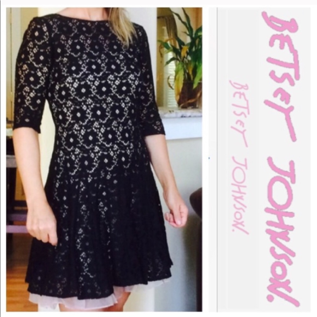 {Betsey Johnson} Peek-A-Boo Lace Lbd Dress